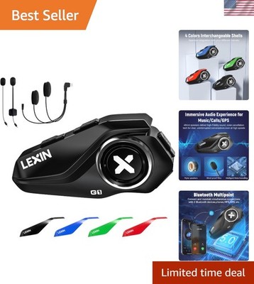 G1 Motorcycle Bluetooth Headset - 25 Hours Battery & Customizable Faceplates