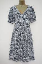 F&F BLUE FLORAL JERSEY BUTTON BUST SMOCK DRESS SIZE 22 SUN