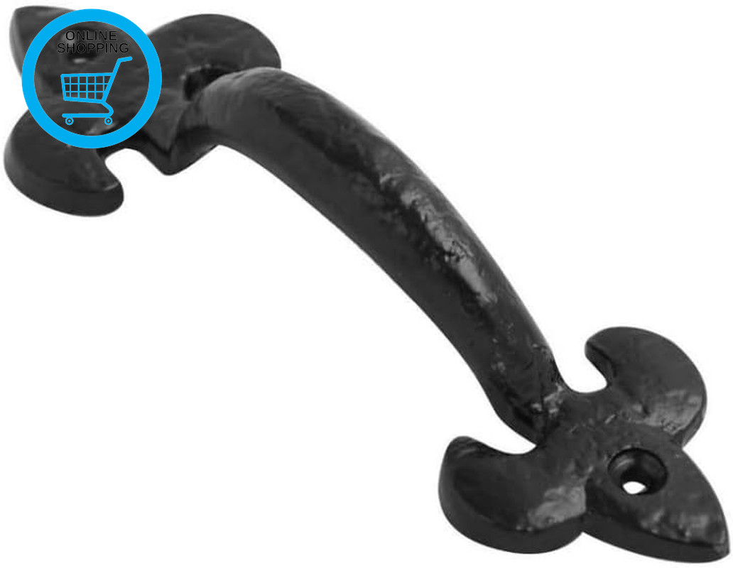 Pull Handle Fleur De LYS 175Mm on Black Antique Pull Handle, D Handle, Gate Hand