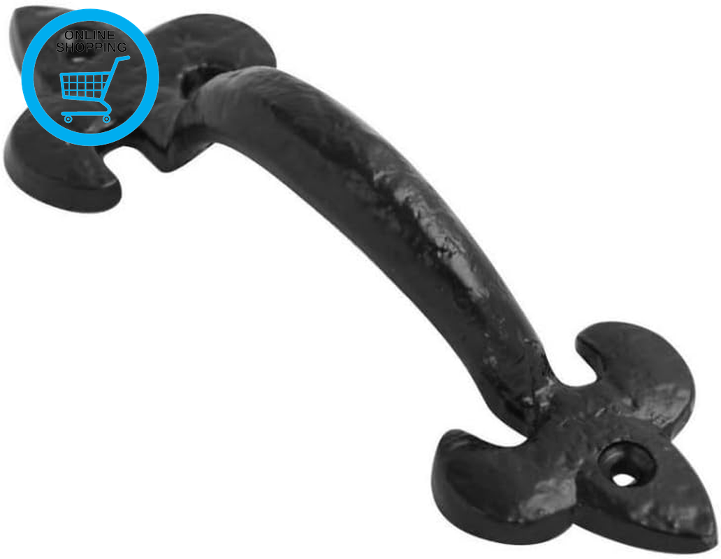Pull Handle Fleur De LYS 175Mm on Black Antique Pull Handle, D Handle, Gate Hand