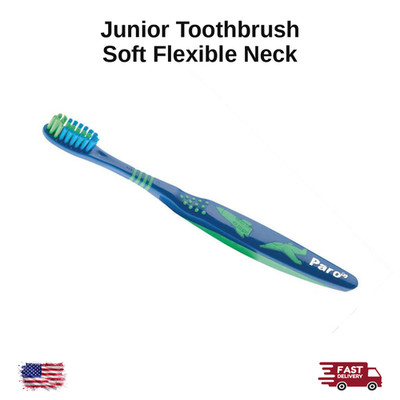 Junior Toothbrush Soft Flexible Neck Round-End Bristles Non-Slip Ergonomic Grip