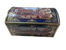 Lebkuchen Schmidt Embossed Hinged Tin W Germany Nurnberg 8 x 12.25 Blue Gold