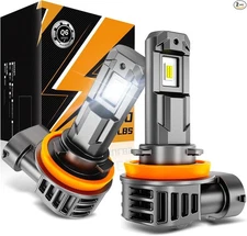 2025 H11 H8 H9 Fog Lights 6500K White, 12000LM Super Bright 600%-H11- Cool White