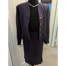 Vintage Power Move: Navy Gold Skirt Suit