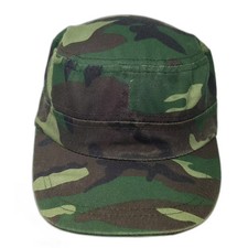 Green Army Cap Woodland Camo Hat Adjustable Slideback OS Tactical Cadet Style