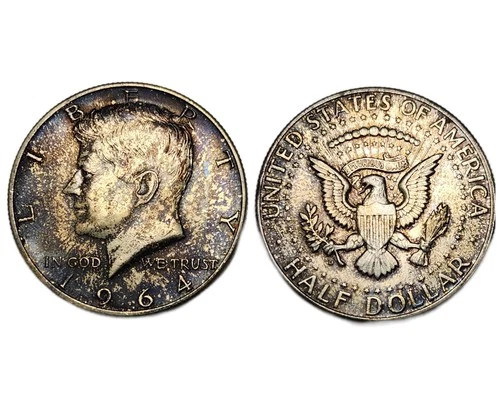 Toned 1964 Kennedy Silver Half Dollar- GEM BU