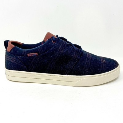 Clae Newman Deep Navy Plaid Mens Premium Casual Sneakers