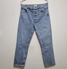 Agolde Riley High Rise Straight Crop Style A056-1255 Sz 31 Blue Button Fly