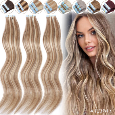 Invisible Tape In On Extensions 100% Remy Echthaar Haarverlangerung Skin Weft