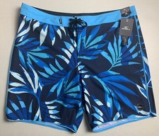 O'Neill Hyperfreak Swim Trunks Board Shorts Mens Size 38 Tropical Print Blue NWT