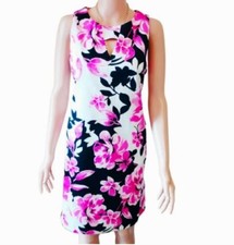 NINE WEST Women’s White, Pink and Black Floral Dress Size 6 NWT