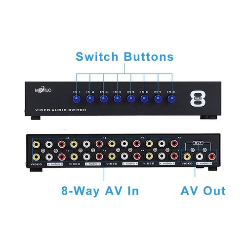 8-Way AV Switch RCA Switcher 8 in 1 Out Composite Video L/R Audio Selector Bo... - Picture 2 of 5