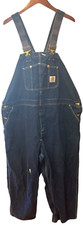 Carhartt Ovveralls Mens 50X28 Dark Wash Button Fly Carpenter Loose Fit Workwear