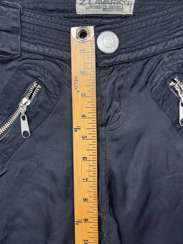 Pantalones cargo de satén para mujer Z Cavaricci de colección talla 1 negros bolsillos con cremallera Foto 4 de 4