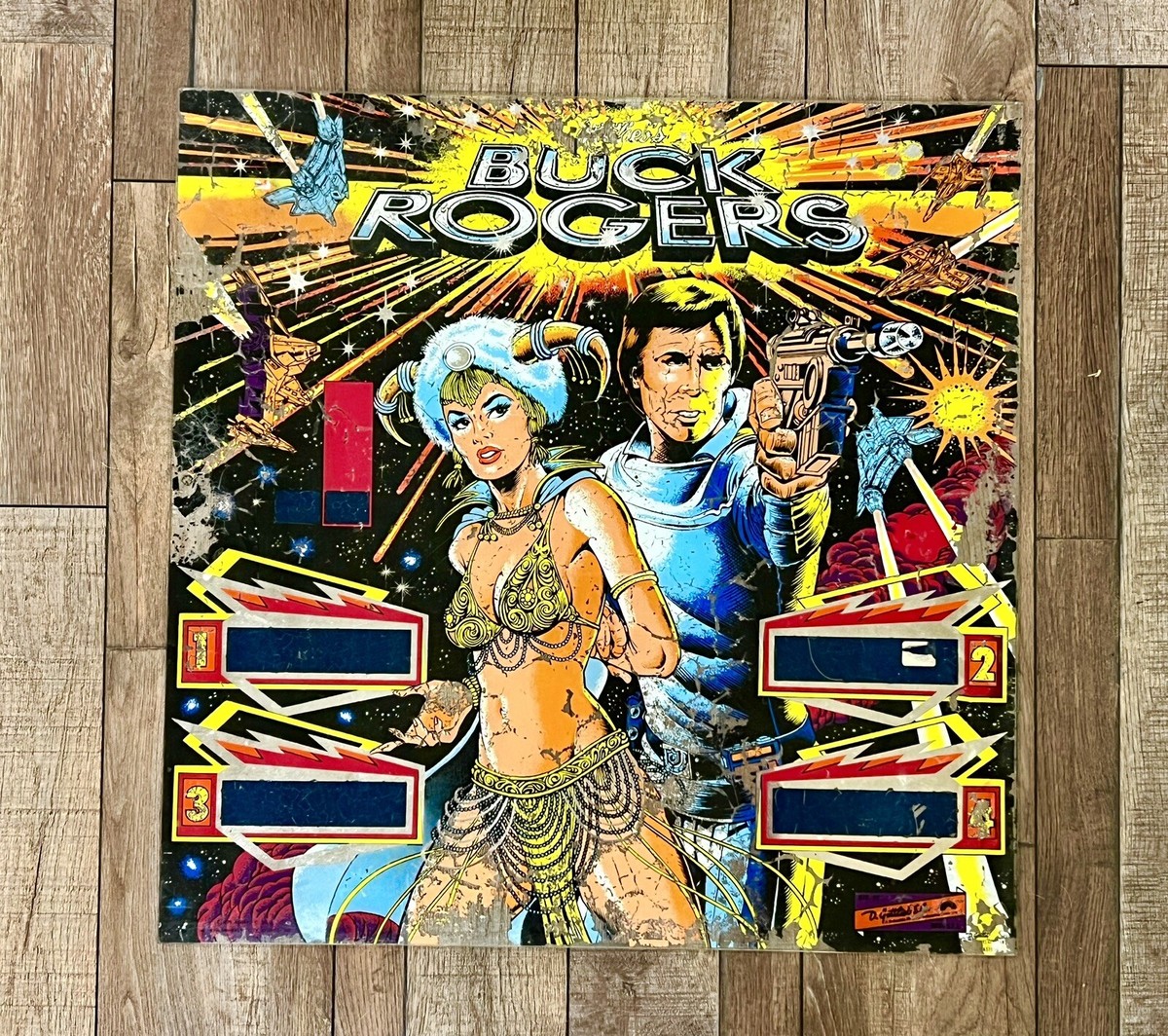 Vintage BUCK ROGERS Gottlieb Pinball Machine Back Glass ORIGINAL