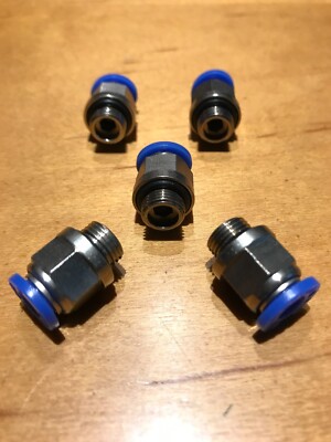5pc 6mm OD Tube X 1/8'' NPT Pneumatic Fitting, Push To Connect Air Fitting