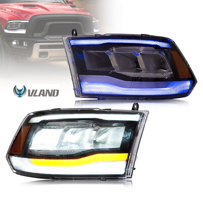 VLAND LED Reflector Headlights For 2009-2018 Dodge RAM 1500 2500 3500 1set