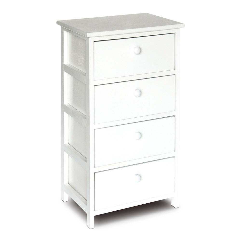 Cassetiera con 4 Cassetti in Legno Paulownia Bianco Fadi