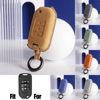 Suede Leather Car Key Fob Case Cover For Honda Accord Insight Civic CR-V Odyssey