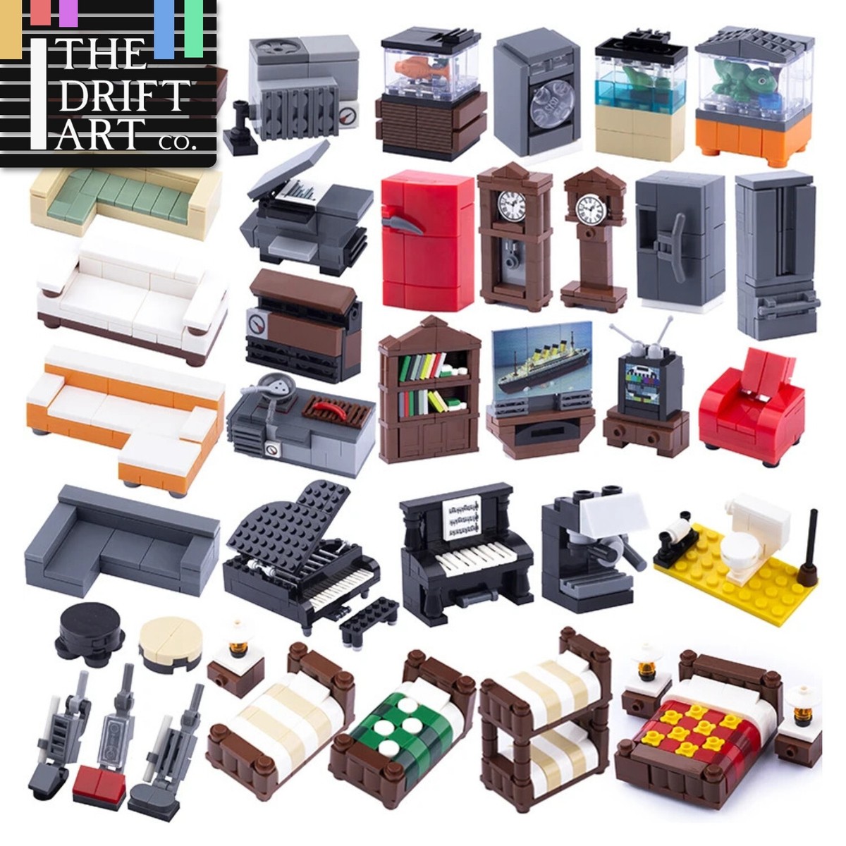 MOC City House Furniture Piano TV Sofa Parts for Lego Sets