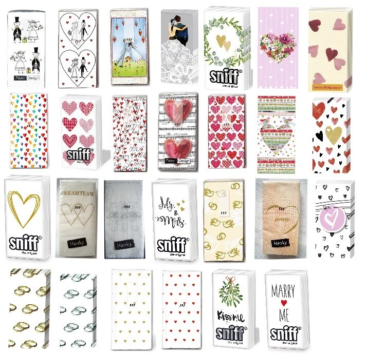 *HOCHZEIT*30*50*100 Design Taschentücher*Freudentränen*Gastgeschenk