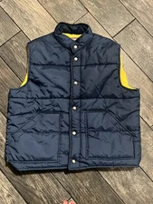 Vintage L Quality Outerwear Yellow Navy Blue Macgomery Wards Puffer Vest Men’s