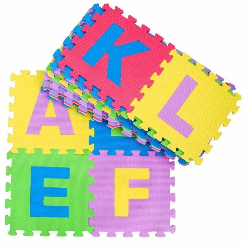 x Tappeto Puzzle Morbido 10 Pezzi Lettere Colorate Gioco Bambini 29,5x29,5cm moc