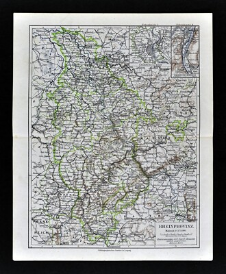 #ad #ad 1900 Meyers Map Rheinprovinz Koln Koblenz Bonn Frankfurt Mainz Trier Germany $15.99