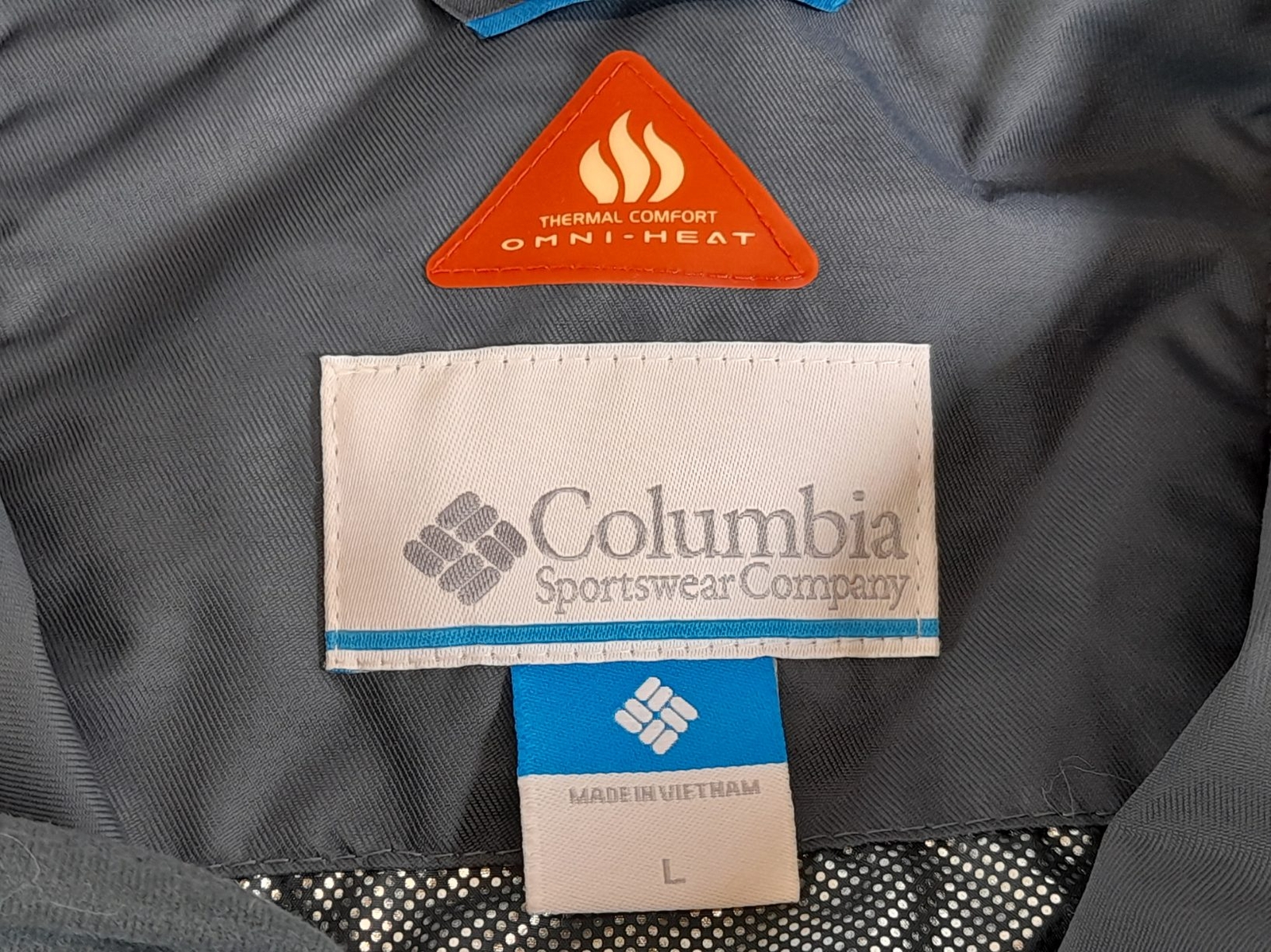 Men's Size L Columbia Black Blue Nylon Hooded Jacket