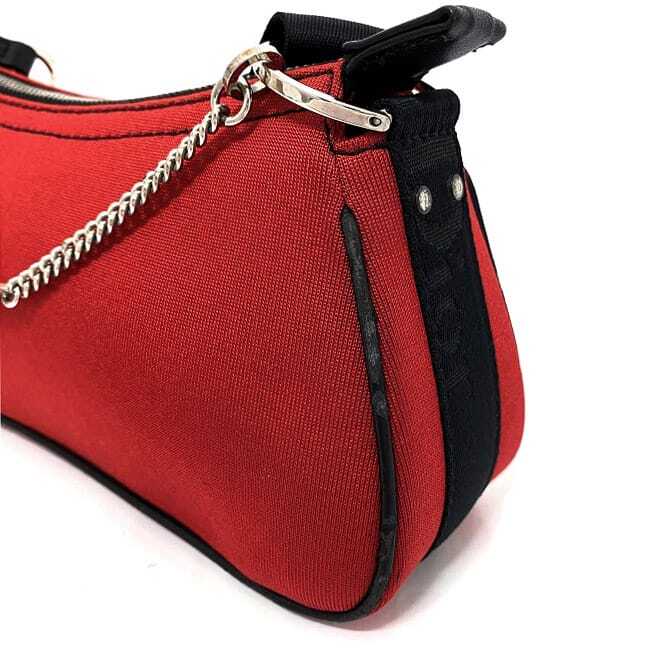 Christian Dior Semi-Shoulder Bag Red Black Silver 01-MA-1003 Christian Dior Semi-Shoulder Bag Red Black Silver 01-MA-1003