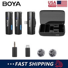 BOYALINK Wireless Lavalier Mic USB-C/Lightning/3.5mm Adapters, 30hr Battery