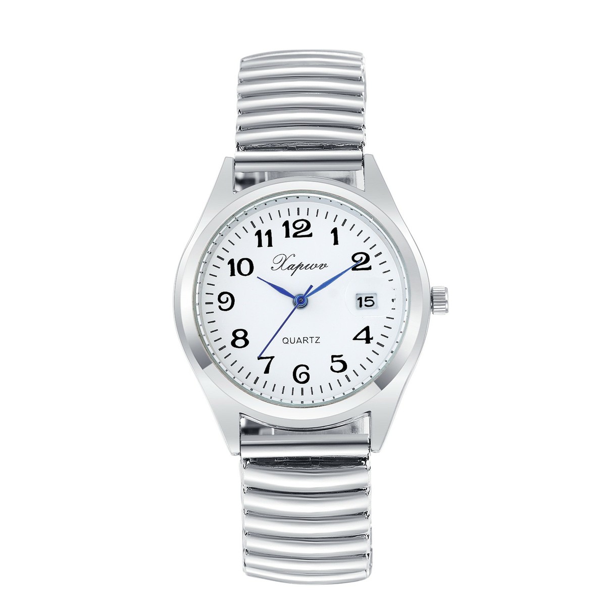 Women\'s Silver Analog Quartz Stainless Steel Arabic Numeral Wrist Bracelet Watch Womens Big Arabic Numerals Dial Stainless Steel Stretch Band  main image 4