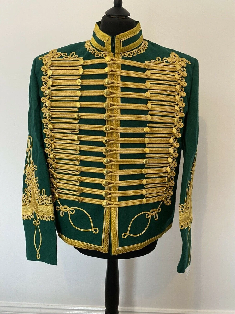 Men s Green Military Napoleonic Hussar Jacket Highland Scottish
