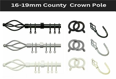 16-19 mm ausziehbar County Crown gedrehter Käfig Fenster Gardinenstange Set