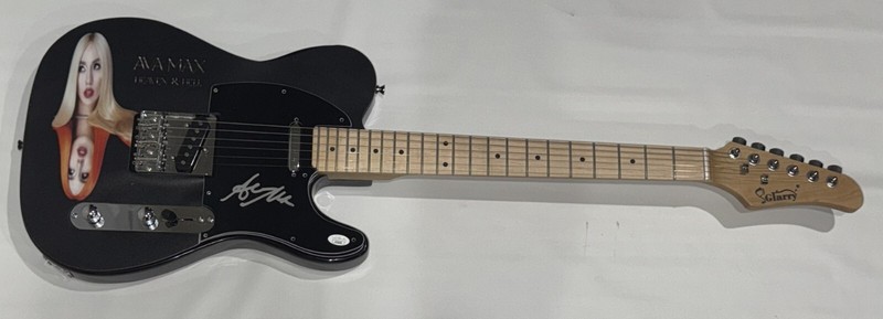 AVA MAX SIGNED CUSTOM HEAVEN & HELL ELECTRIC GUITAR PROOF JSA COA