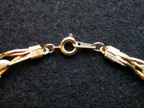 Collar vintage de 3 filas de cadena de oro y cuentas de perlas - Imagen 8 de 12