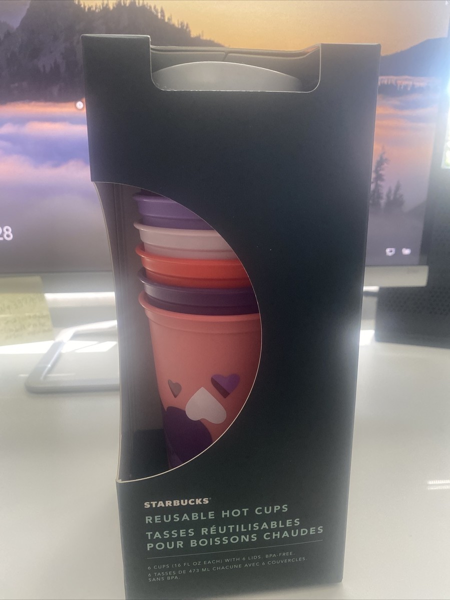 STARBUCKS 2021 VALENTINE'S DAY REUSABLE HOT CUPS - 6 PACK SET | eBay