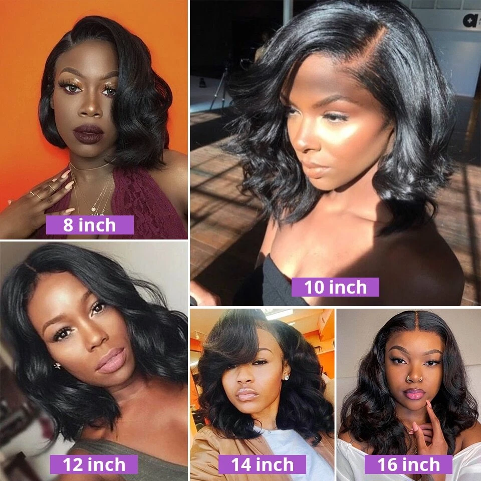 Brazilian Body Wave Short Bob Wigs Loose Wavy Lace Front Human Hair Wig  Women | Ebay