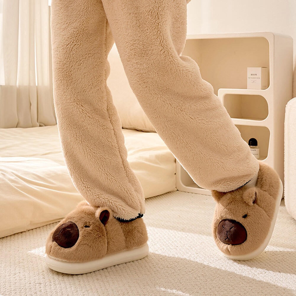 APL Peluche Capybara Pantofole Comode Pantofole a Punta Chiusa per Donna (Khak