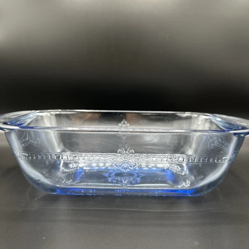 Vintage FIRE KING Sapphire Blue Philbe Glass Bread Baking Dish Loaf Pan 9” x 5”