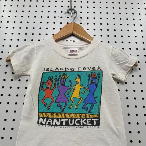 VTG 90s Nantucket Big Hed Shirt Youth XS White Single Stitch Made uSA 12x15 - Picture 4 of 16