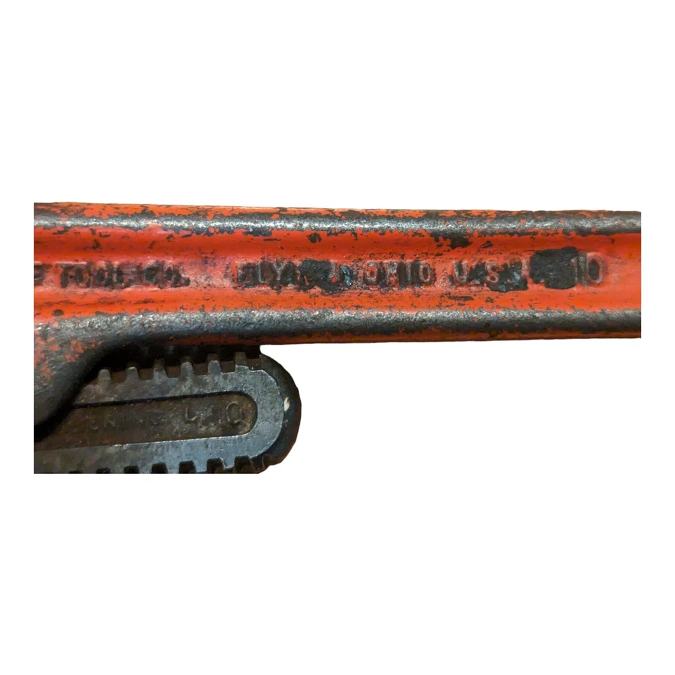 Vintage RIDGID Ridge Pipe Wrench 10 Inch #10 Heavy Duty Elyria Ohio USA - Image 3 of 4
