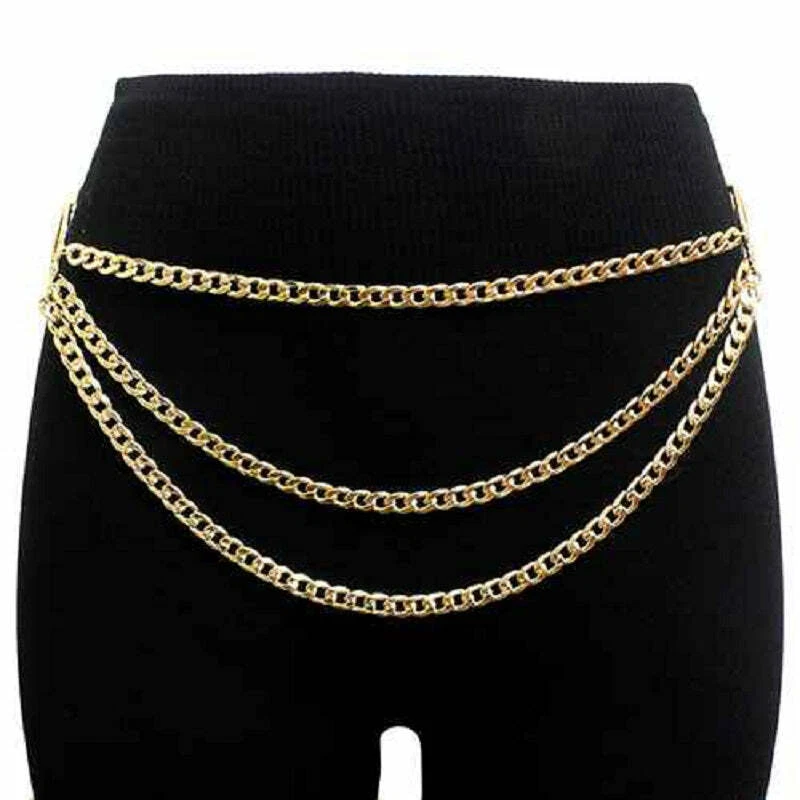 Layered gold chain belt sale