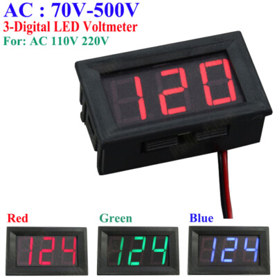 AC70V-500V 3 Digital 2 Wire LED AC Voltage Meter Voltmeter AC110V 220V 230V 380V