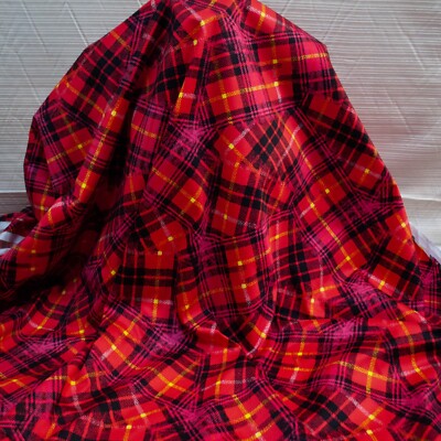 Italian designer merserized cotton plaid fabric Made in Italy Price for 1Yd