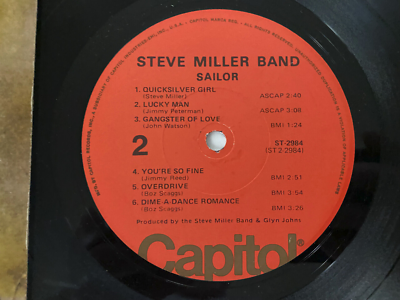 STEVE MILLER BAND LP SAILOR CAPITOL ST-2984 LOS ANGELES ORANGE