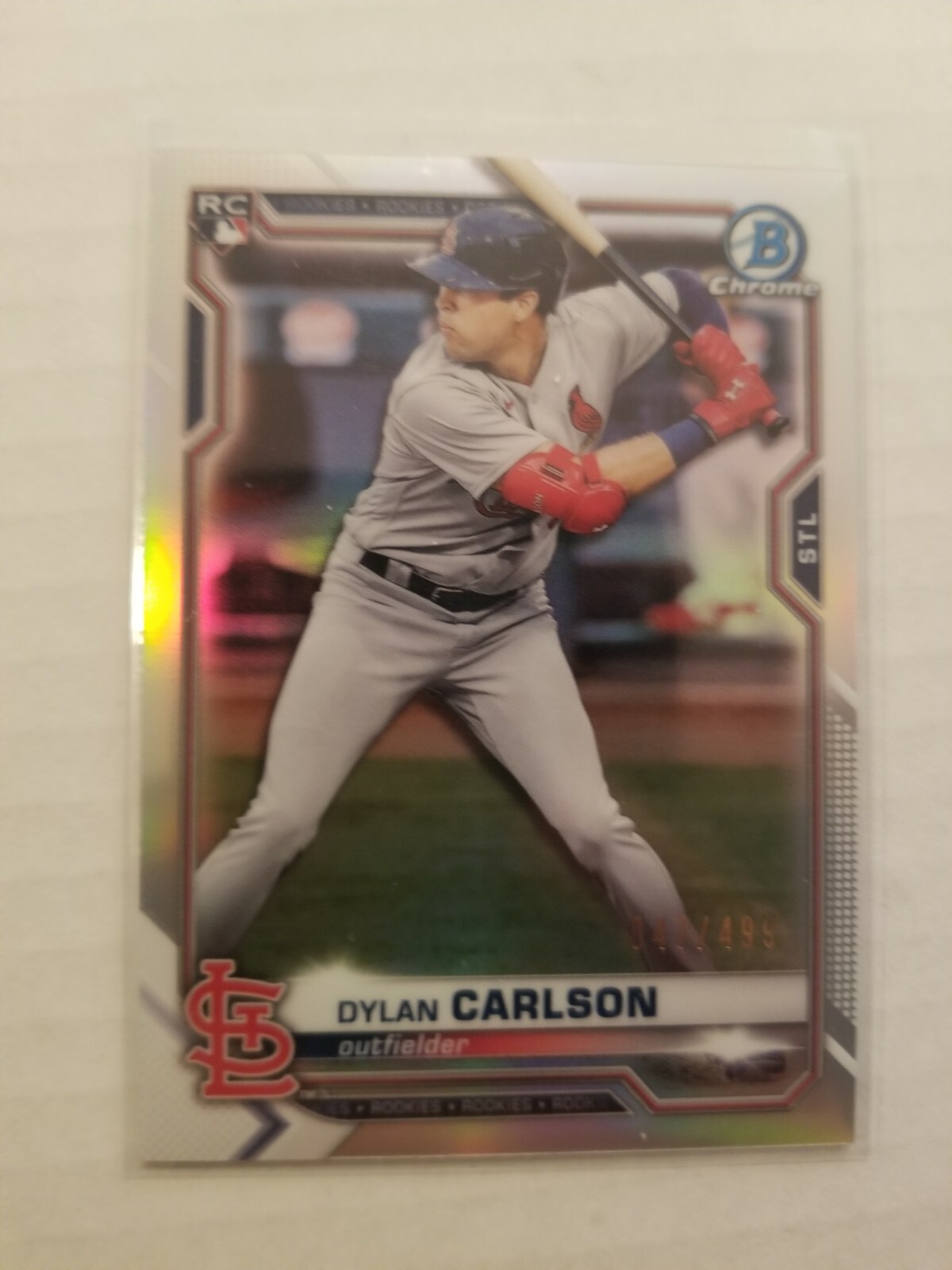 2021 Bowman Chrome Dylan Carlson RC #45 Refractor 47/499 St. Louis Cardinals