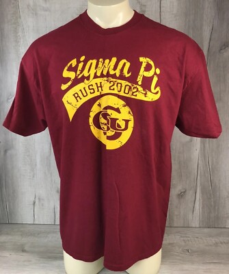 OSU Sigma Pi Shirt Vintage Rush 2002 Maroon Hanes Beefy T 100% Cotton Mens XL
