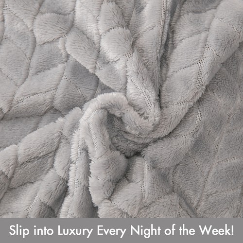 Luxury Throw Blanket Soft Cosy Leaf Pattern Fleece Sofa Travel Throw Double King - Picture 21 of 43