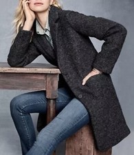 Marc New York Women's Paige Notch Collar Charcoal Gray Boucle Wool Coat Sz 16w